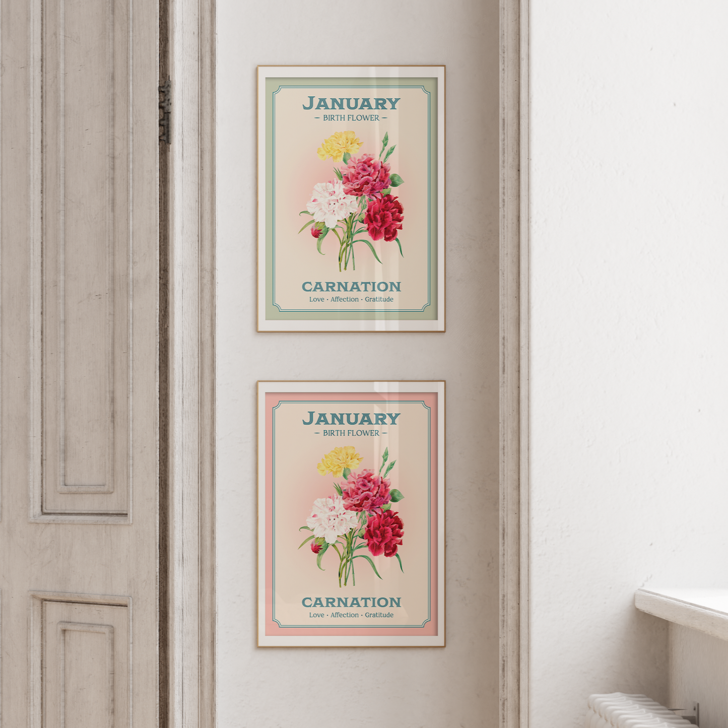 January Birth Flower Print – Carnation Art Print