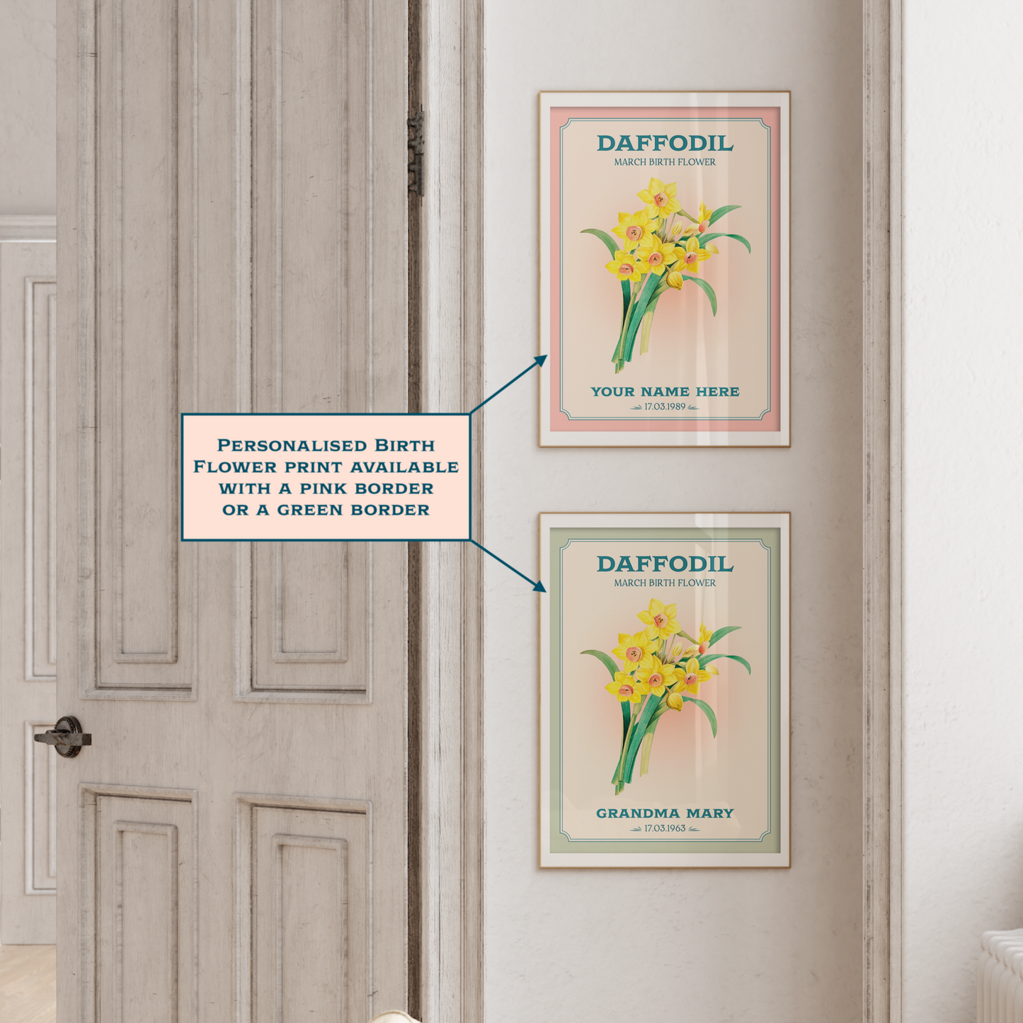 Personalised March Birth Flower Art Print – Daffodil Print