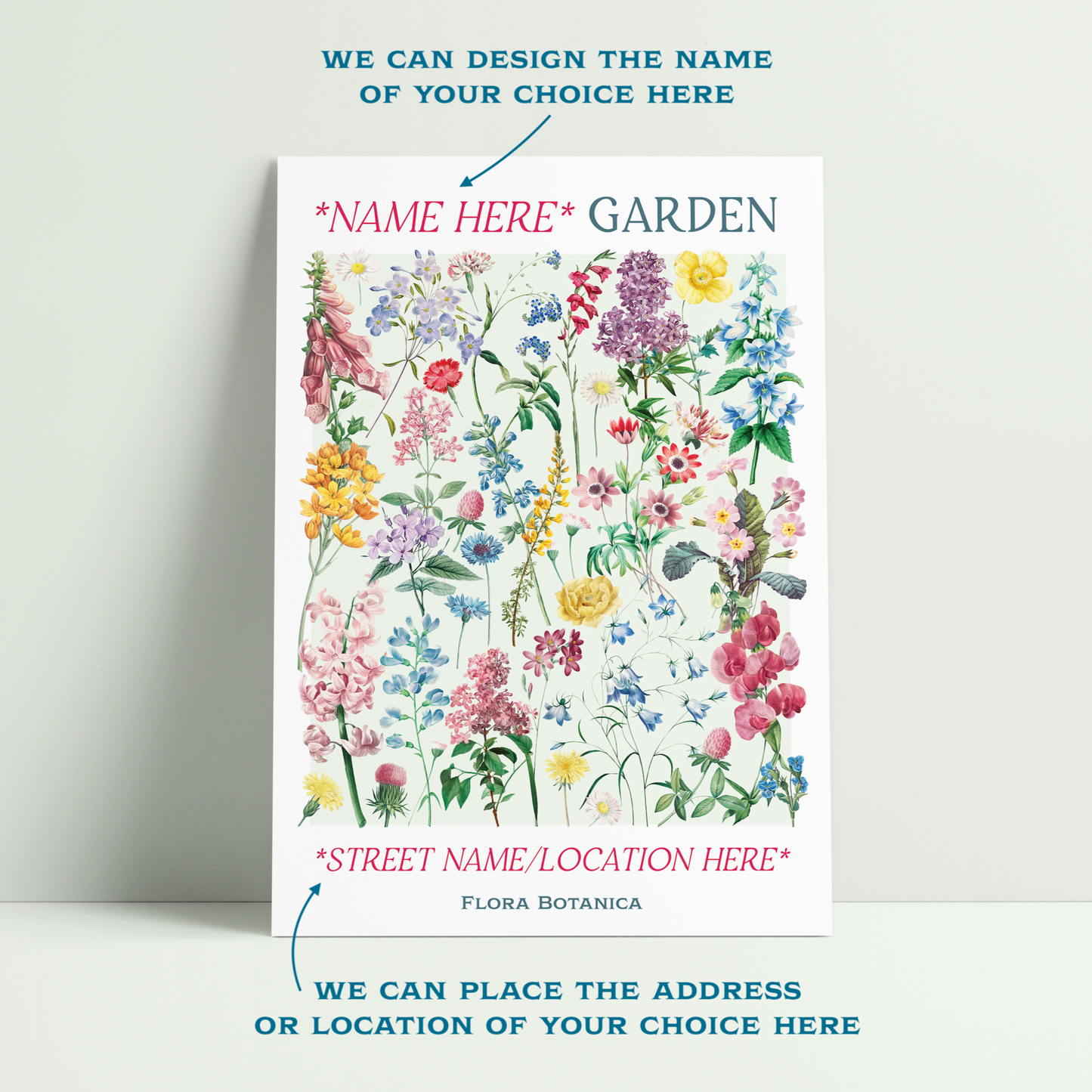 Personalised Flower Garden Art Print – Floral Wall Art