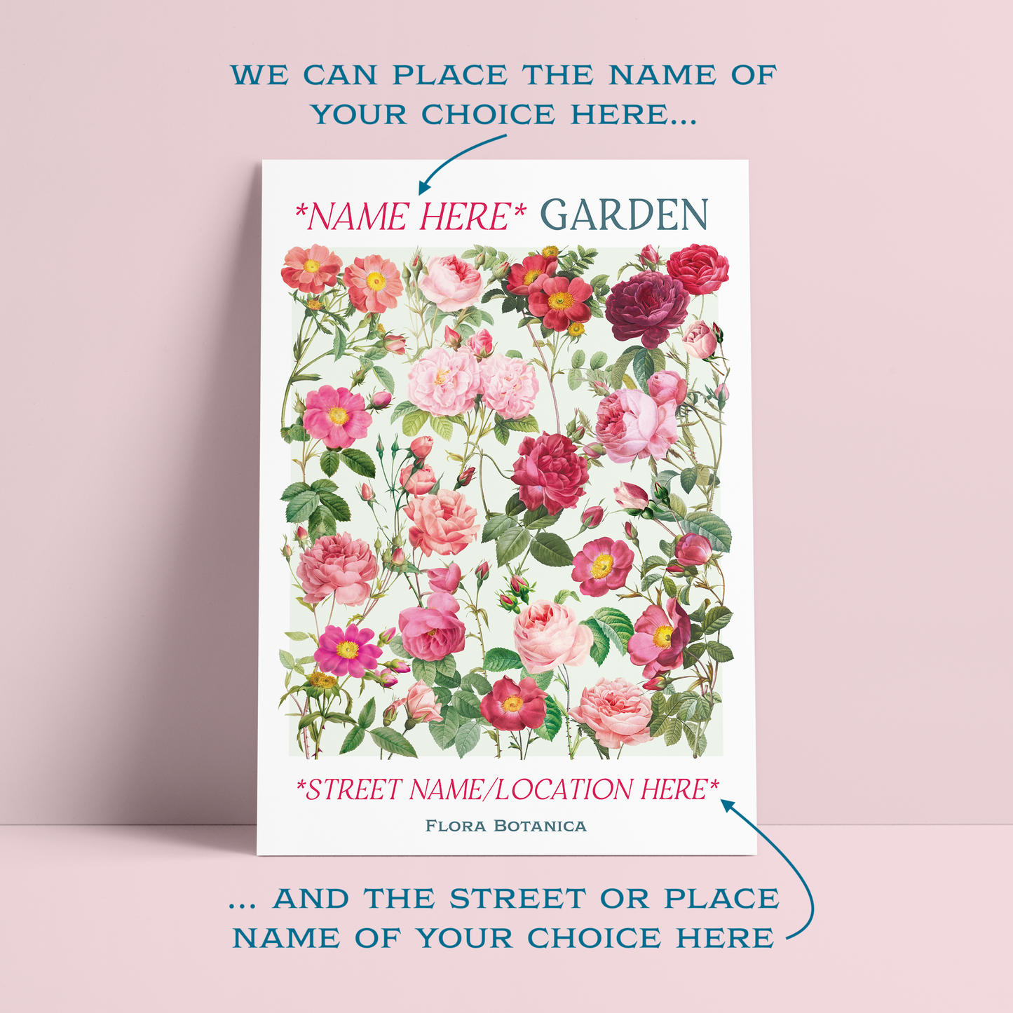 Personalised Rose Garden Art Print – Rose Wall Art