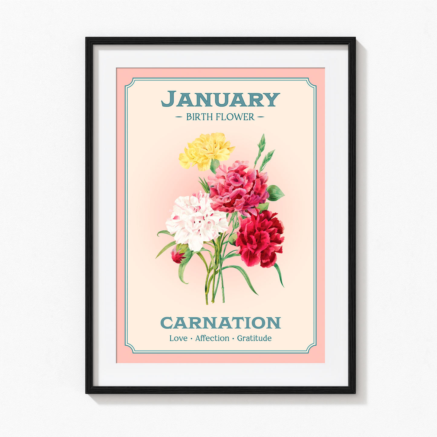 January Birth Flower Print – Carnation Art Print