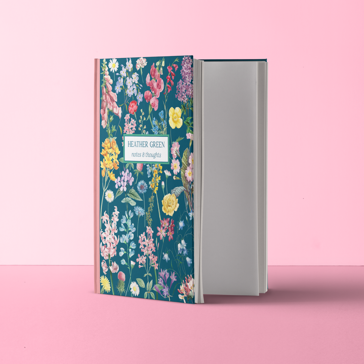 Personalised Notebook – Wild Flower Design Dark