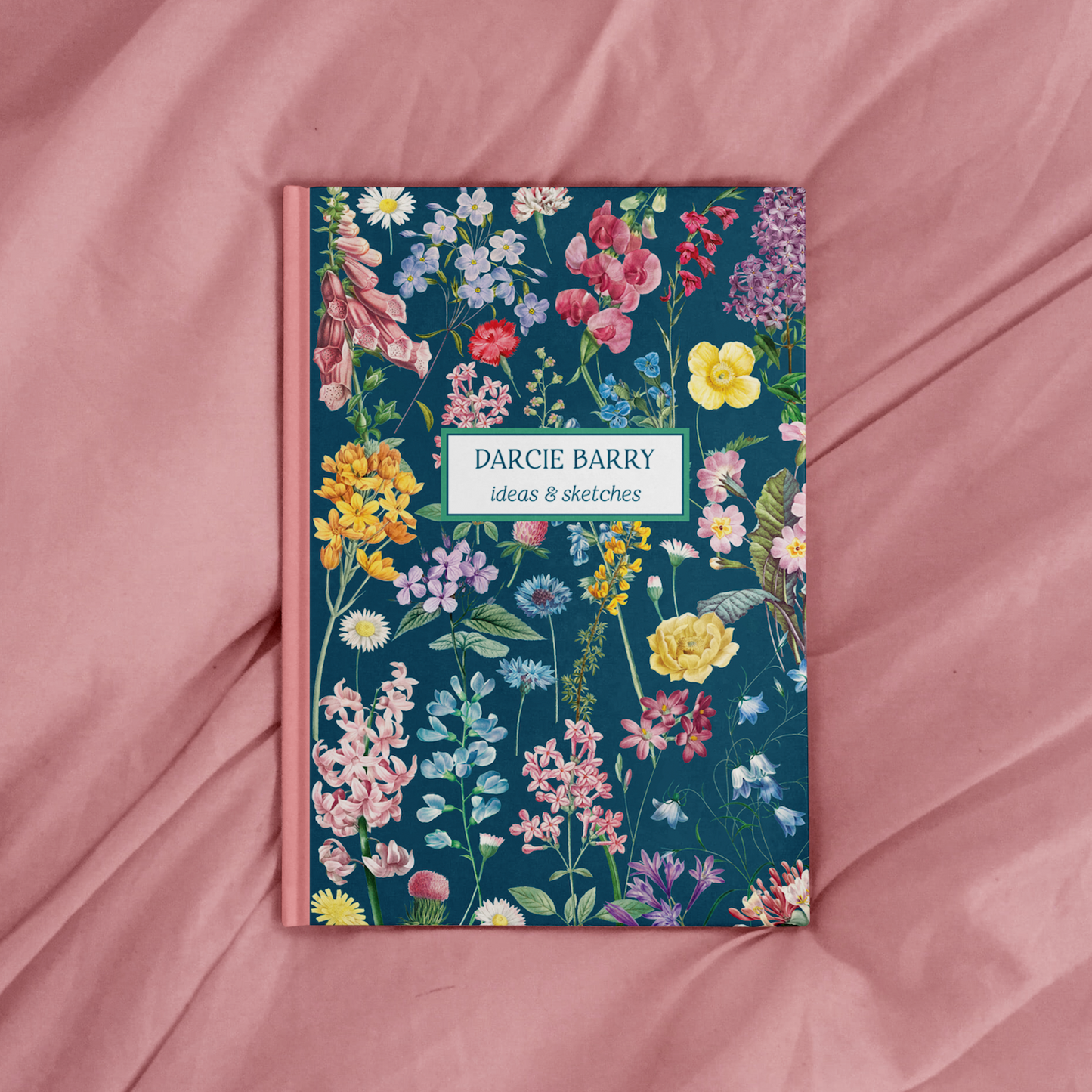 Flora Botanica wild flower journal - vintage floral pattern on dark blue background personalised